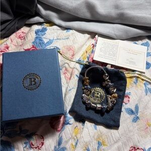 RARE—Blue and Gold Pomeranian Charm Bracelet with Box